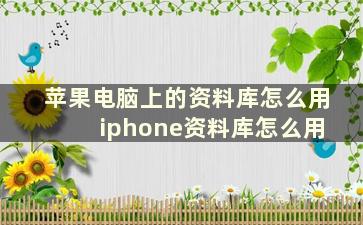 苹果电脑上的资料库怎么用 iphone资料库怎么用